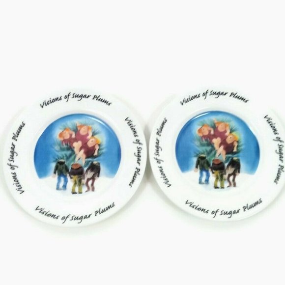 Erika Oller House Of Prill 7 1/2" Plates Set Of 2 "Visions Of Sugar Plums" Xmas - Picture 2 of 14